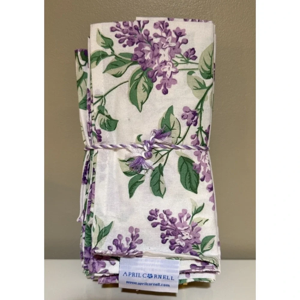APRIL CORNELL DINNER NAPKINS (12) LILAC PURPLE‎  16 X 16 100% COTTON /NIP